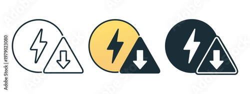 Energy Low Icon. Electricity Decrease and Power Drain. Vector Illustration