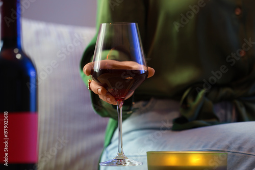 Woman with glass of red win...