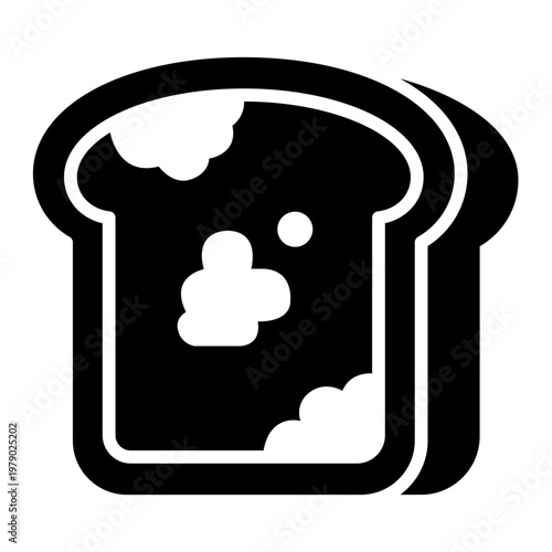 moldy bread glyph icon. spoiled food slice. expired product. food safety