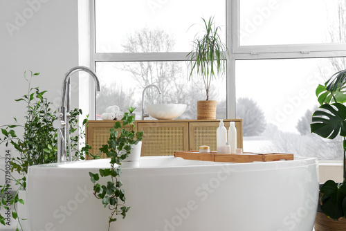 Bathtub with cosmetic produ...