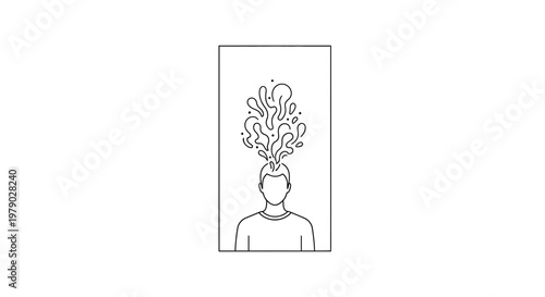 Mind Explosion: Abstract Ideas Bursting from a Person's Head, Symbolizing Creativity and Innovation