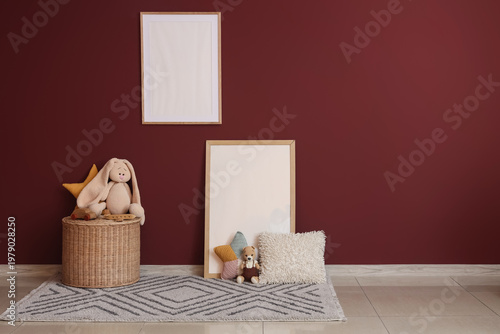 Basket with toys and blank ...