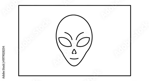 Minimalist Alien Head Icon on White Background - Extraterrestrial Concept