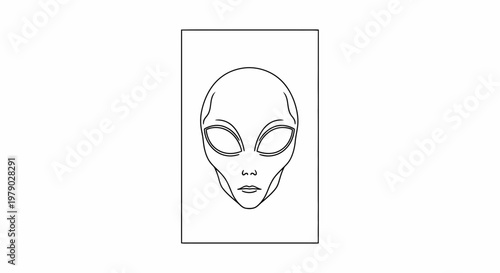 Minimalist Alien Head Outline - Extraterrestrial Being Face Icon