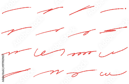 手書きのアンダーライン 赤ペンで書いたようなおしゃれな罫線セット