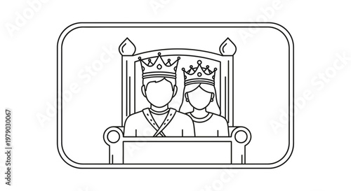 King and Queen Sitting on Throne, Royal Couple, Crowned Monarchs, Regal Couple on Throne