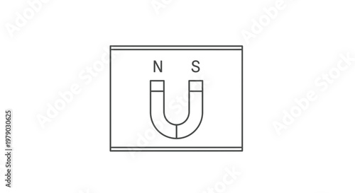 Horseshoe Magnet with North and South Poles Labeled, Science and Physics Concept
