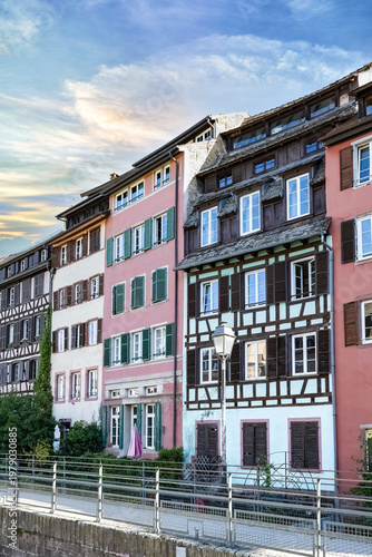 Strasbourg in France, old city center with colorful houses, on the canal
