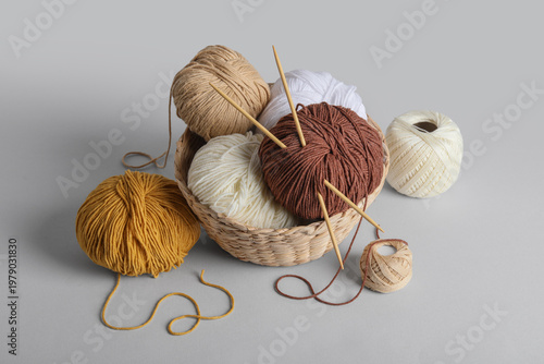 Wicker basket with knitting...
