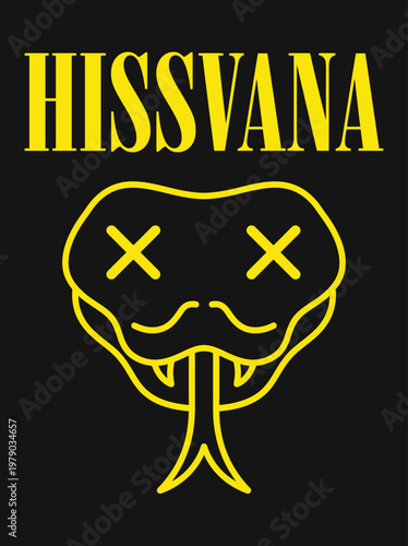 Yellow snake face with crossed eyes.