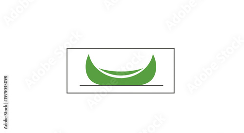 Abstract Green Banana Shape on White Background - Minimalist Design