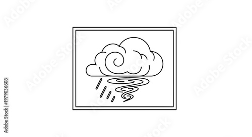 Tornado and Rainstorm Icon: Weather Warning Symbol