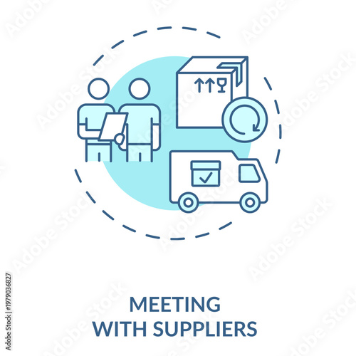 Meeting With Suppliers: An informative icon illustrates the important meeting with the suppliers