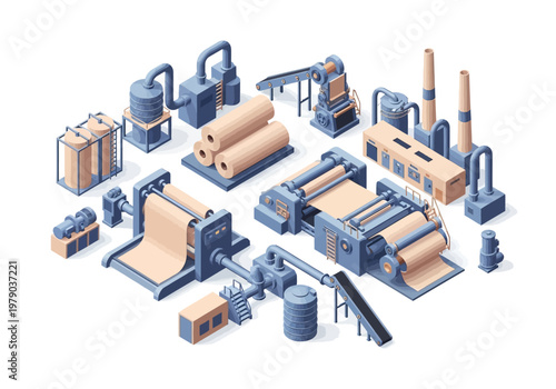 Industrial Manufacturing Plant with Paper Production Equipment