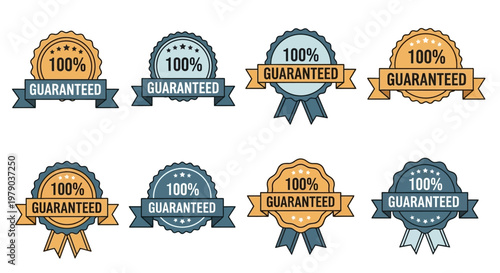 Collection of Guarantee Badges Icons.