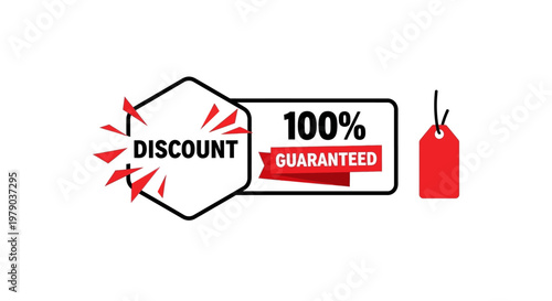Discount label with red tag icon.