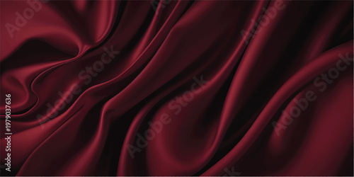 Abstract background, fabric waves or wavy lines, red silk or textiles for background. Elegant red background or dark wallpaper.