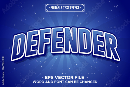 Defender Heroic Blue Gradient Editable Text Effect EPS Vector