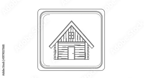 Rustic Log Cabin Icon Outline Simple Design