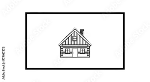 Rustic Log Cabin Illustration: Cozy Woodland Dwelling with Chimney and Window