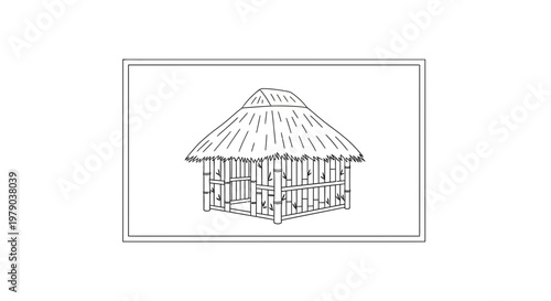Simple Bamboo Hut with Thatched Roof, Traditional Tropical Dwelling
