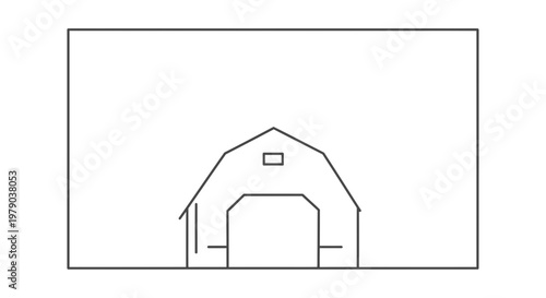 Simple Barn Outline Icon, Farm Building Line Art, Agricultural Structure Vector