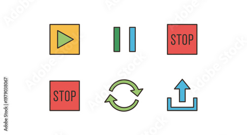 Collection of traffic and media control symbols.