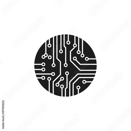 Abstract Circular Circuit Board Icon, Technology, Digital, Electronic