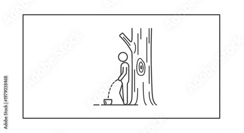 Man Urinating Outdoors Near Tree, Public Restroom Alternative, Nature's Call