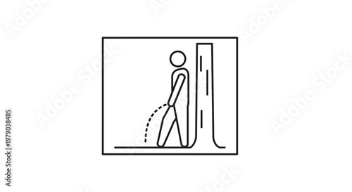 Man Urinating Outdoors Near Tree, Public Restroom Sign Icon
