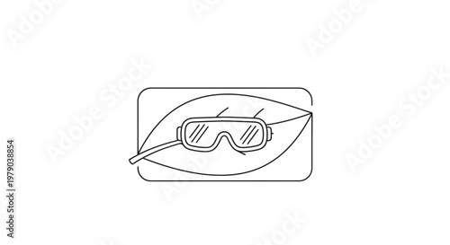 Safety Goggles on Green Leaf: Environmental Protection and Safety Concept