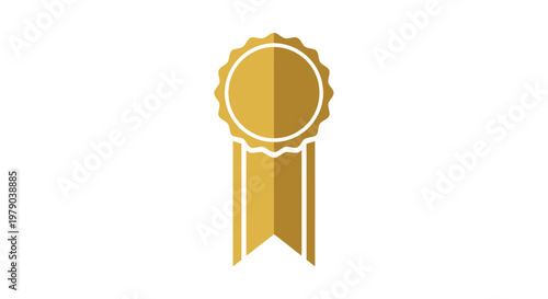 Golden Award Ribbon Symbol Icon.