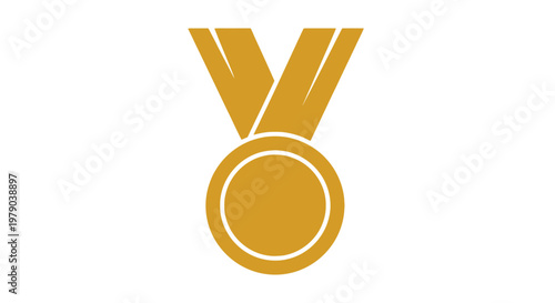 Golden Medal Award Symbol Icon.