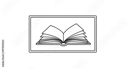 Open Book Icon Silhouette on White Background, Symbol of Knowledge and Education