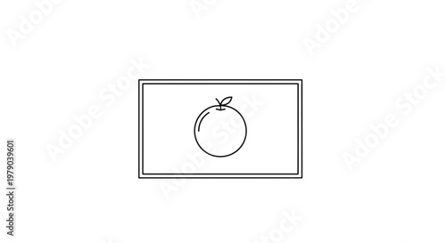 Minimalist Orange Icon on White Background, Simple Fruit Graphic