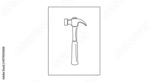 Minimalist Outline Drawing of a Claw Hammer, Tool Icon, Vector Illustration