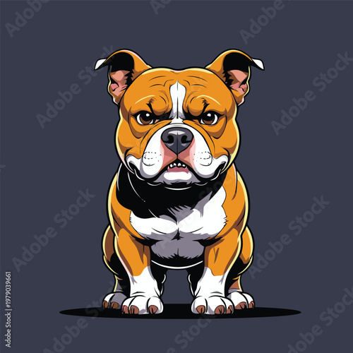 vector image of a cute angry pitbull