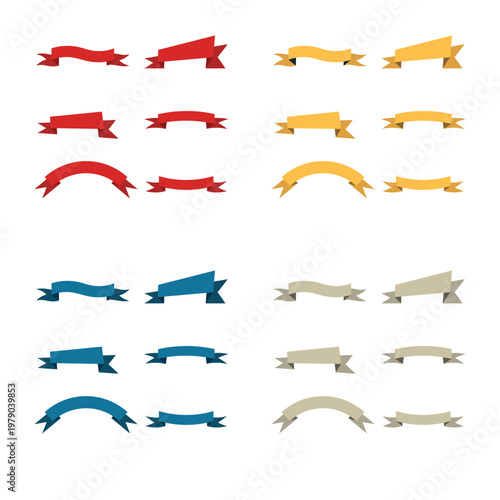 Set of Vintage Ribbon Banners Vector Collection in Flat Design Style
