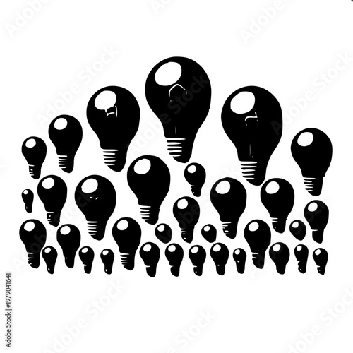 Growing idea concept bulbs black and white silhouette variation 2