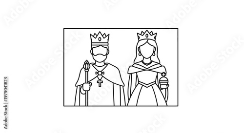 King and Queen Royalty Icon Outline Vector Illustration