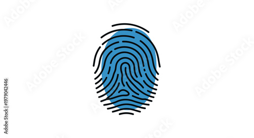 Blue fingerprint graphic design element.