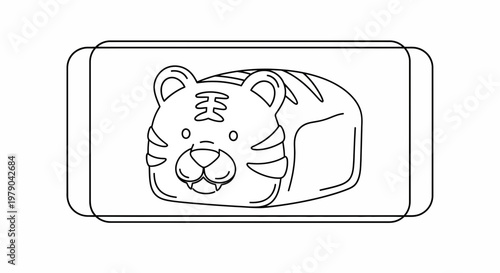 Cute Tiger Bread Loaf, Cartoon Style, Kawaii Food Art, Bakery Design