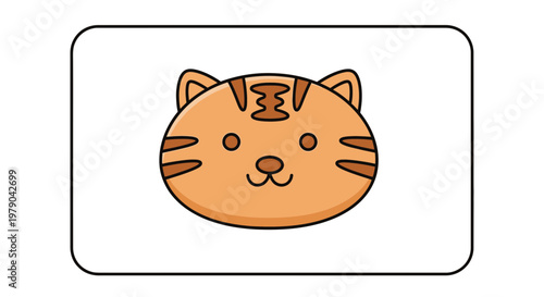 Cute Tiger Face Cartoon Illustration, Adorable Animal Character, Simple Vector Art