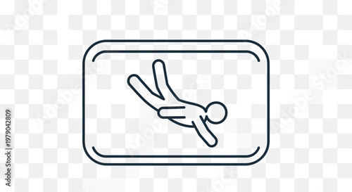 Diving Icon Silhouette: Person Free Falling in Rectangular Frame