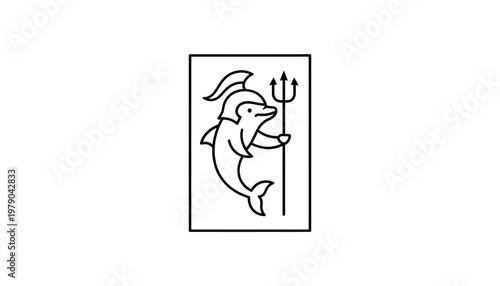 Dolphin Warrior with Trident and Helmet, Mythological Sea Creature, Ancient Warrior