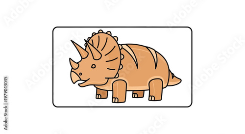 Cute Cartoon Triceratops Dinosaur, Adorable Illustration for Children's Content