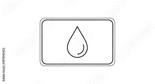 Water Drop Icon on Rectangular Sign
