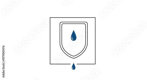 Waterproof Shield Icon with Droplet Symbolizing Protection and Liquid Resistance