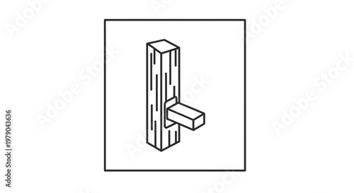Woodworking Joint: Mortise and Tenon Connection, Carpentry Detail, Isometric View