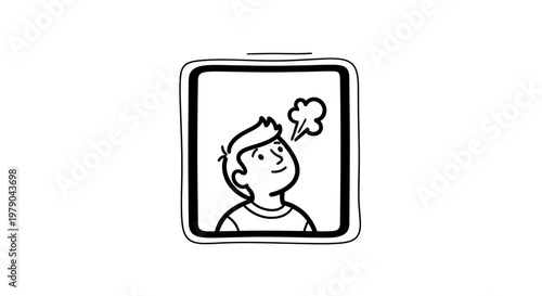 Young Boy Exhaling Deeply, Relaxing Breath, Calm Mind, Meditation Concept